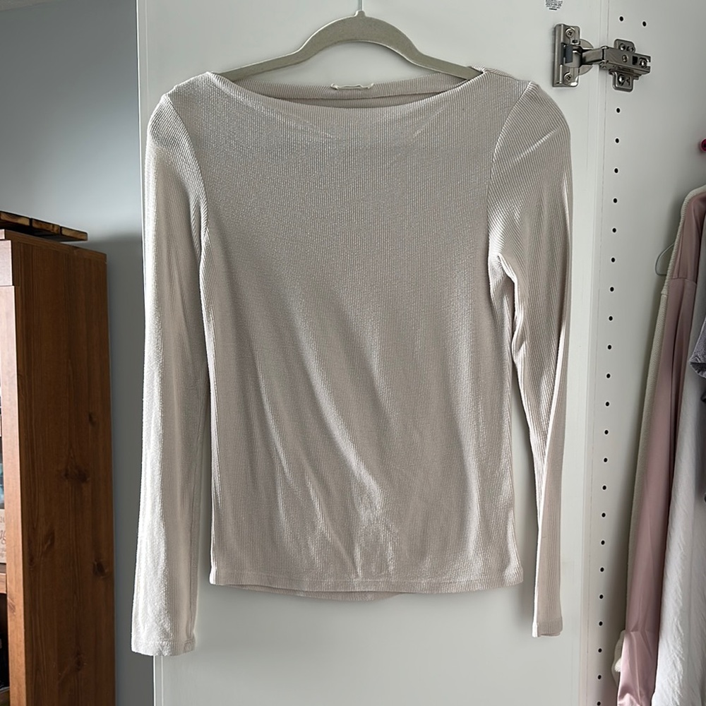 Lovestitch Cream Fitted Long Sleeve Blouse